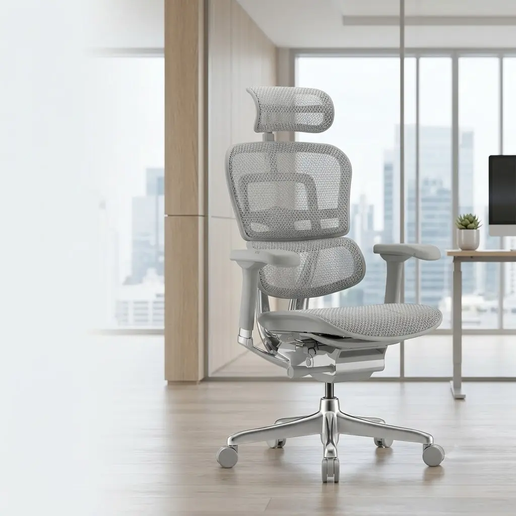 Ergohuman Mesh Grey HB Chair - Full Mesh High-Back Office Chair