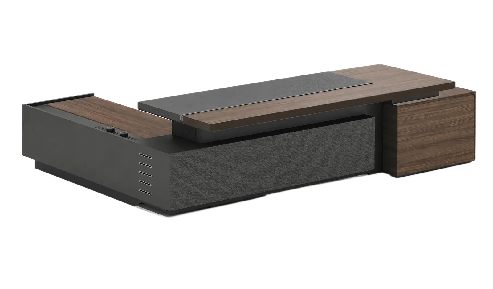 Nexa 10 Feet Office Desk In Pari Walnut And Advanced Gray 2