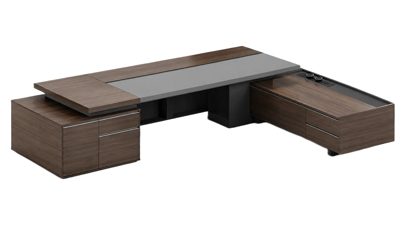 Nexa 10 Feet Office Desk In Pari Walnut And Advanced Gray 3