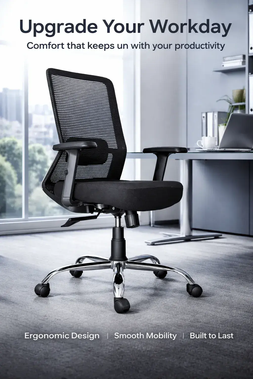 Marvel 2.0 MB Chair Black - Medium-Back Ergonomic Chair in Black