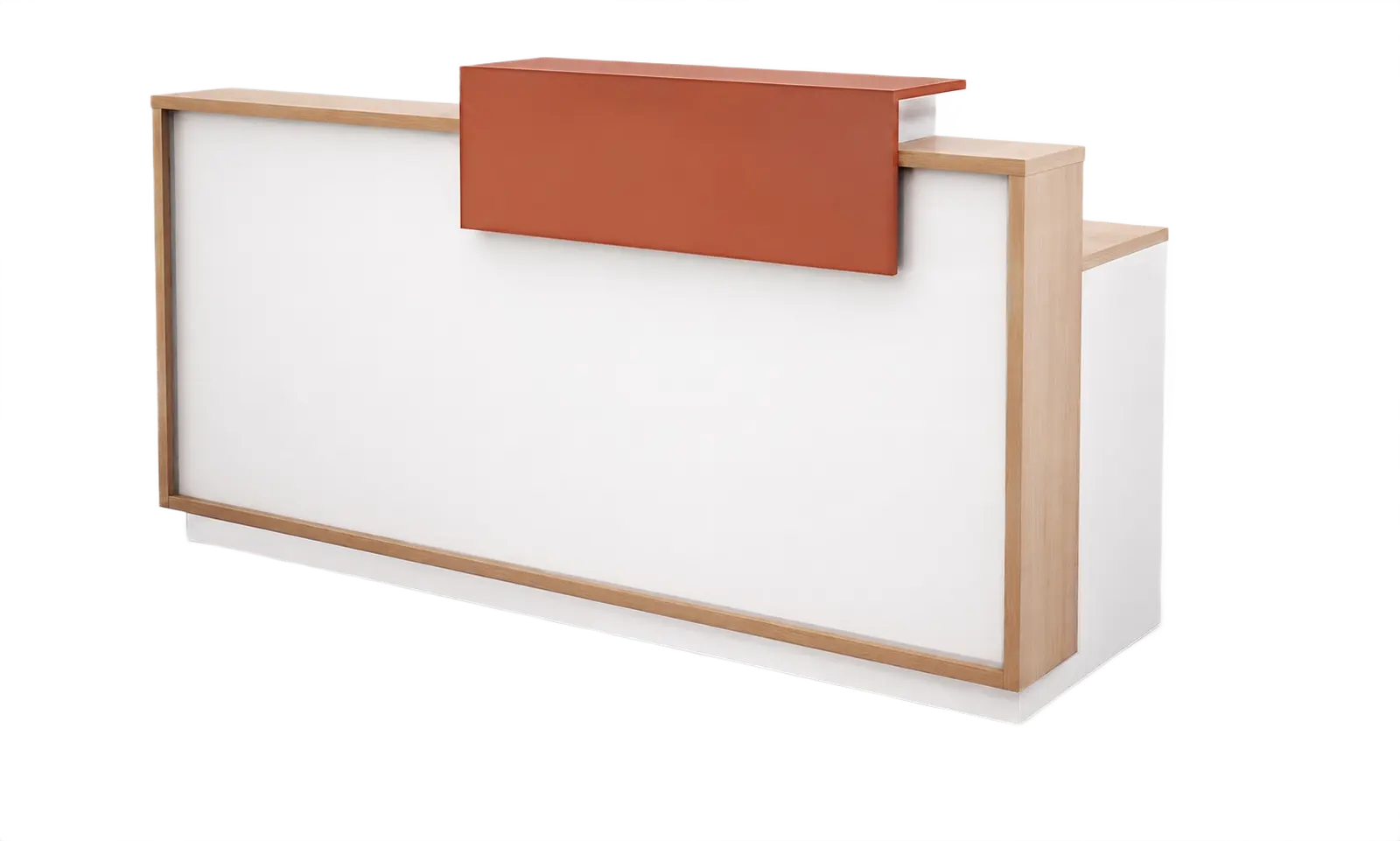'Orion' 6 Feet Reception Desk In Pear Wood & White Laminate 1