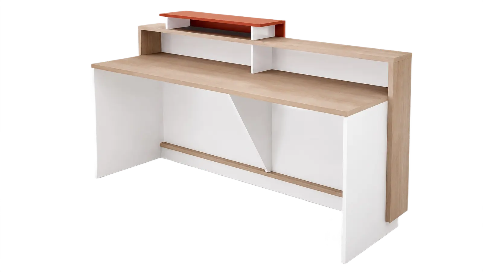 'Orion' 6 Feet Reception Desk In Pear Wood & White Laminate 2