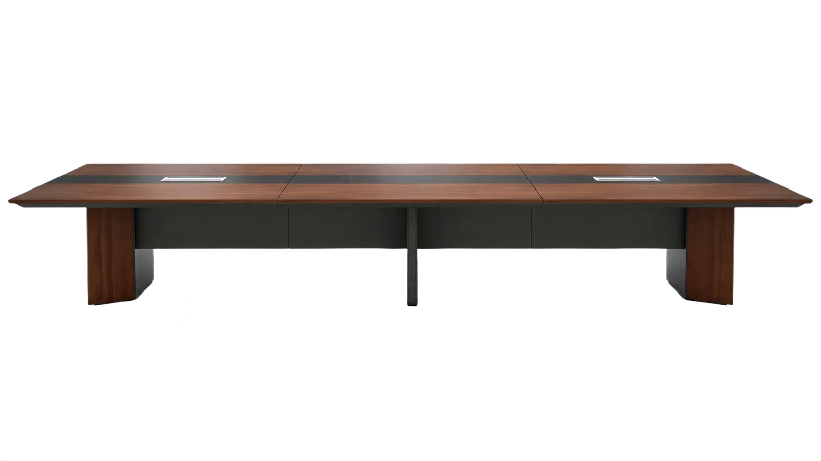 'Maxima' 16 Feet Boardroom Table in Felix Walnut & Leather Finish 1