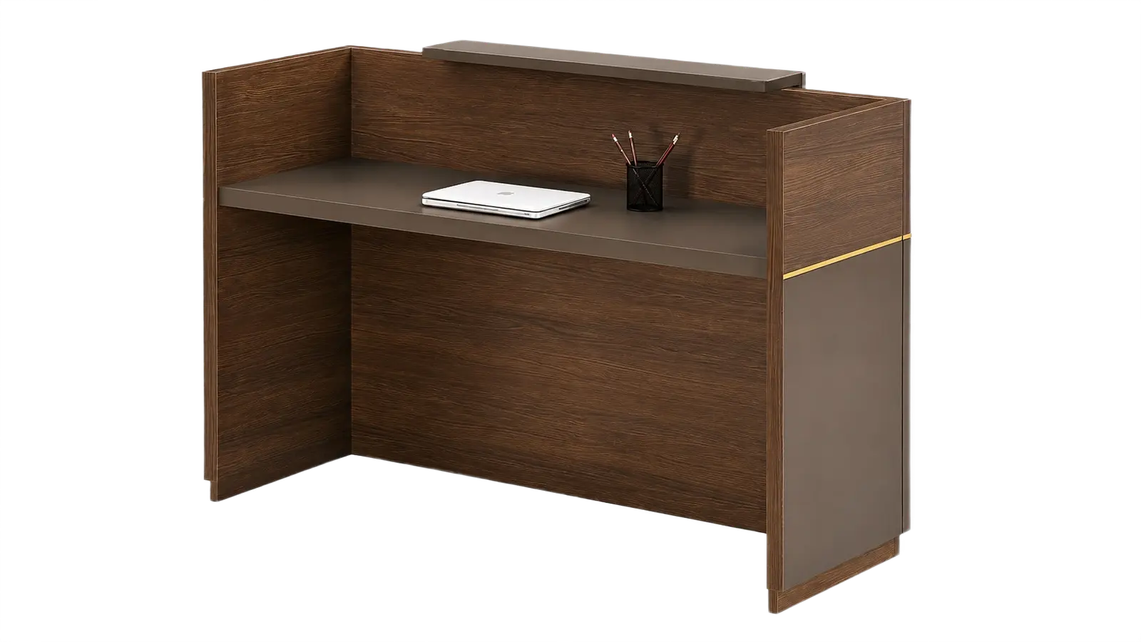 'Miro' 5 Feet Reception Desk In Norica Walnut Laminate Finish 1