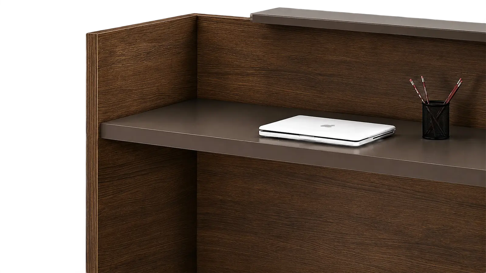 'Miro' 5 Feet Reception Desk In Norica Walnut Laminate Finish 2
