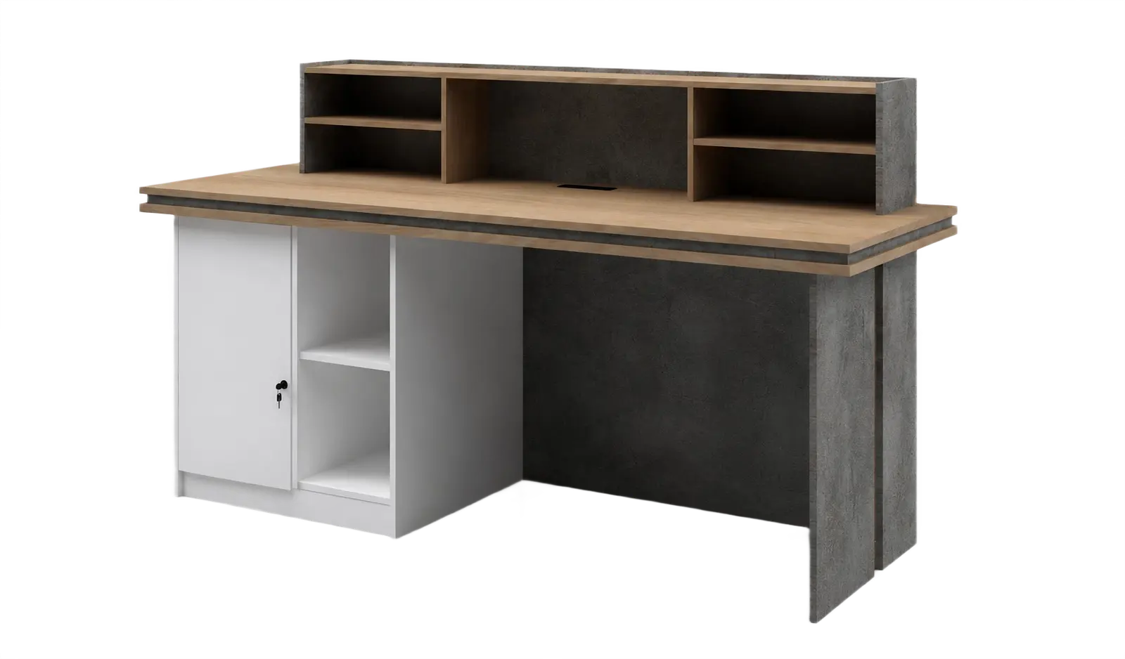 'Spiro' 6 Feet Reception Desk In Akazie Oak & Rock Gray Finish 2
