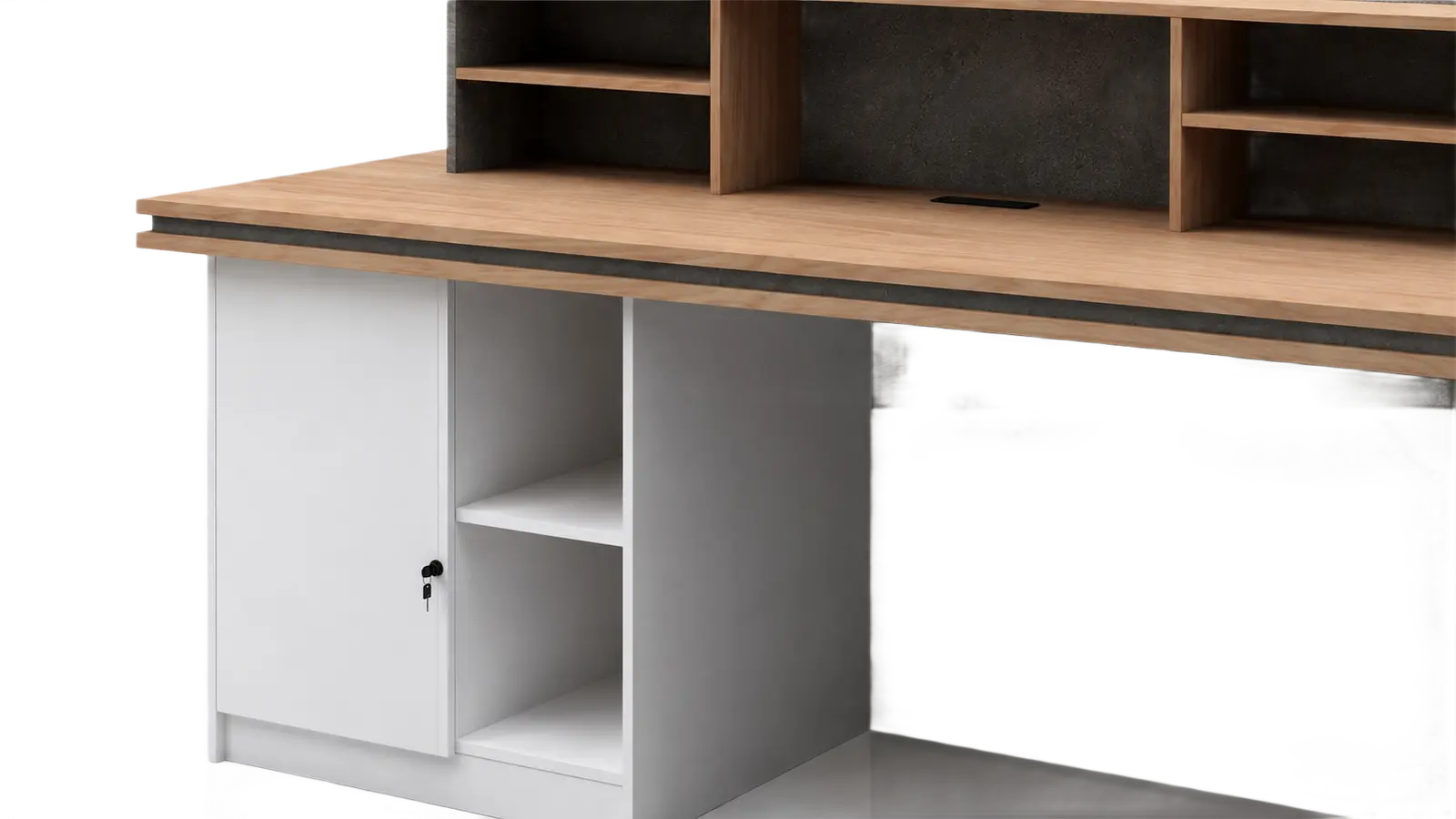 'Spiro' 6 Feet Reception Desk In Akazie Oak & Rock Gray Finish 3