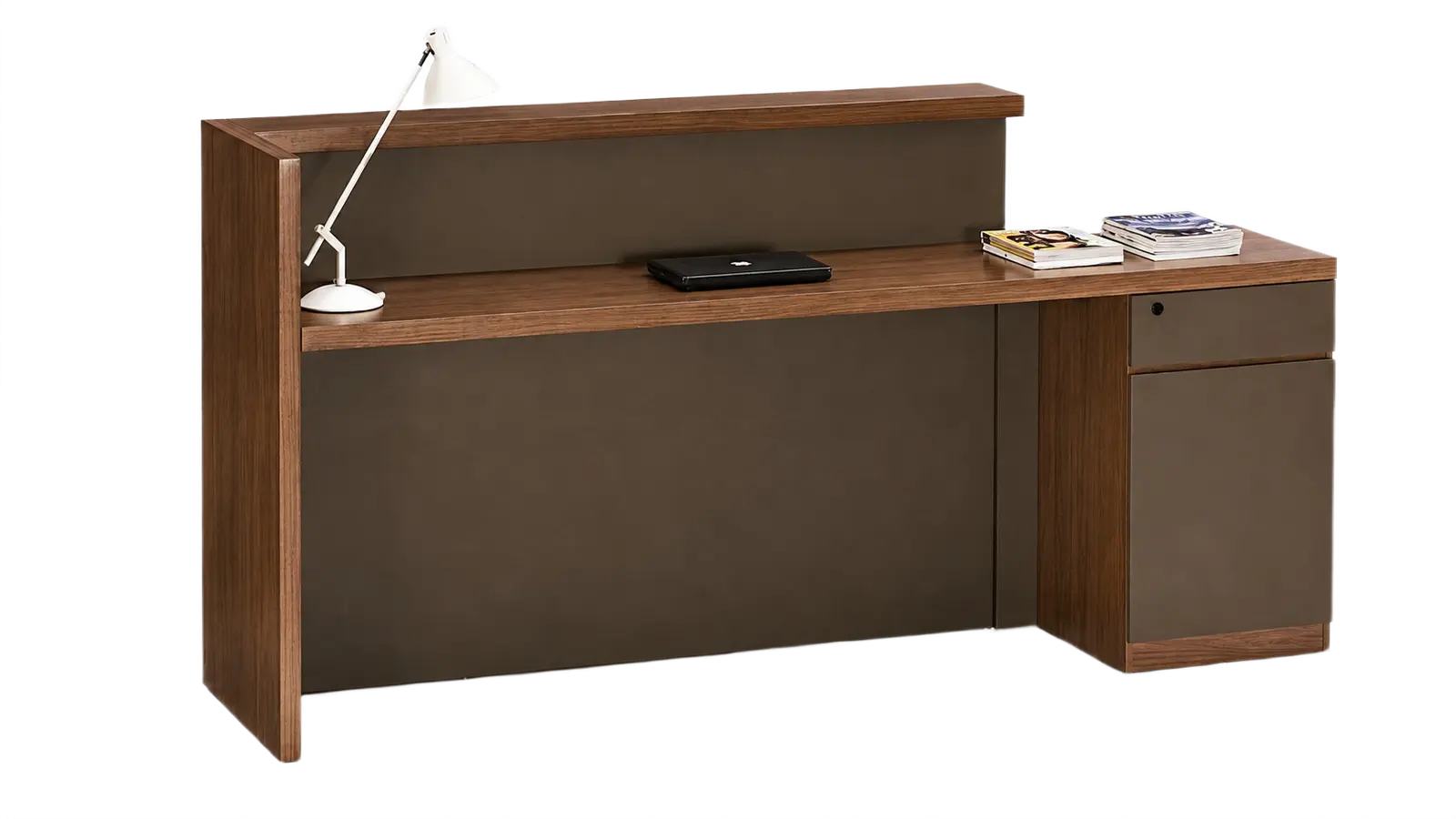 'Miro' 6 Feet Reception Table In Norica Walnut Laminate Finish 1