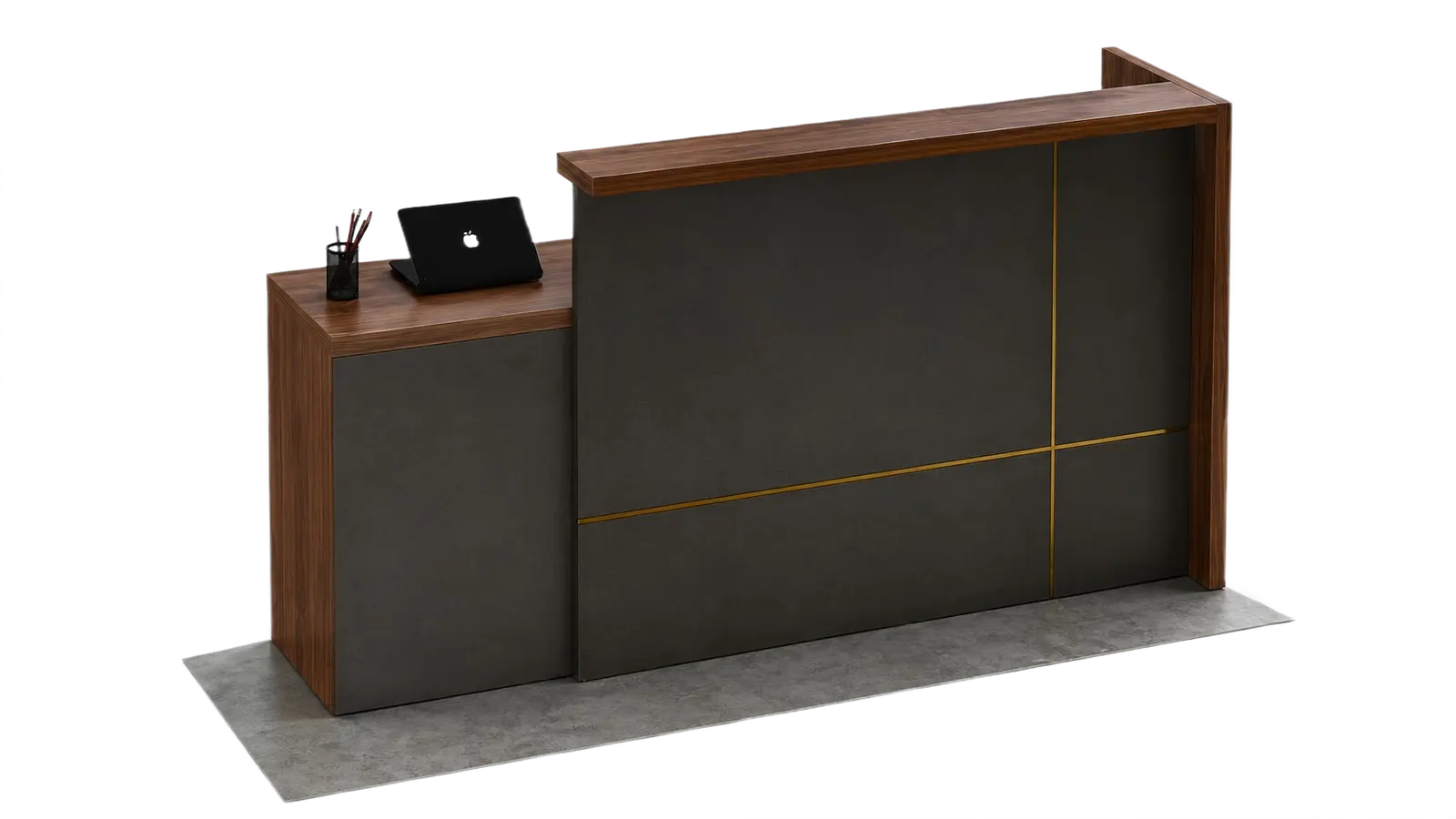 'Miro' 6 Feet Reception Table In Norica Walnut Laminate Finish 2