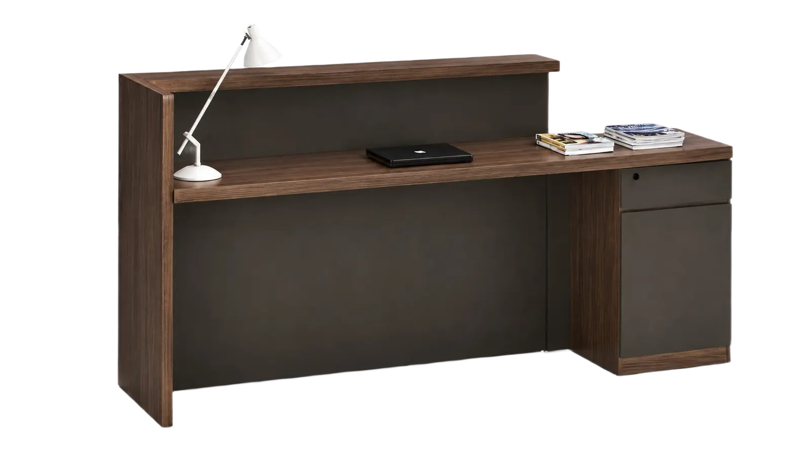 'Miro' 6 Feet Reception Table In Norica Walnut Laminate Finish 3