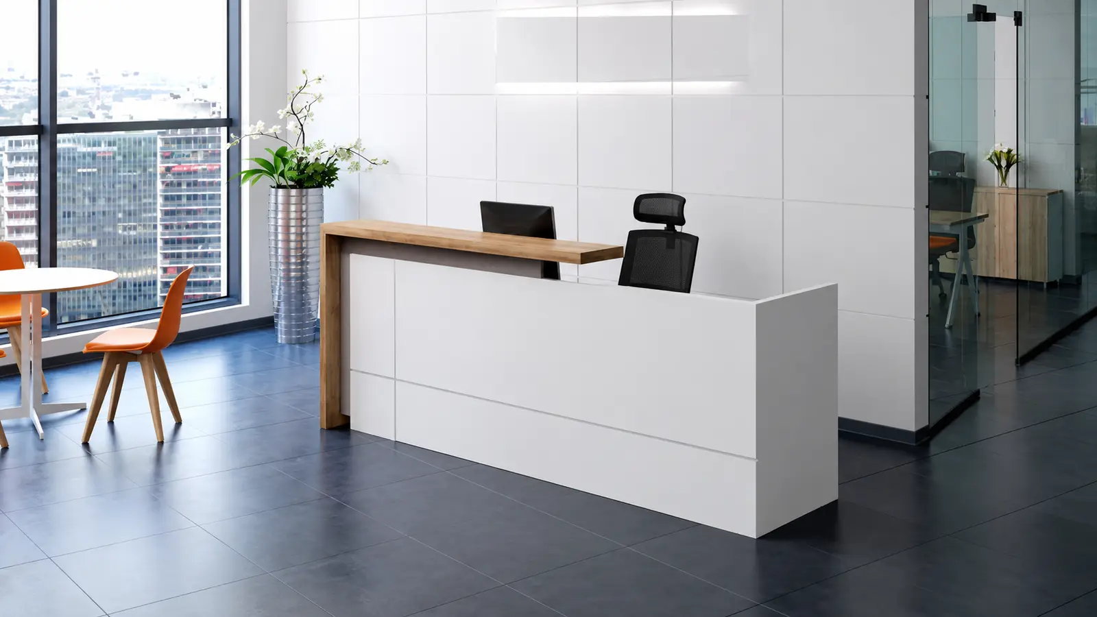 'Recta' 6 Feet Reception Desk In White