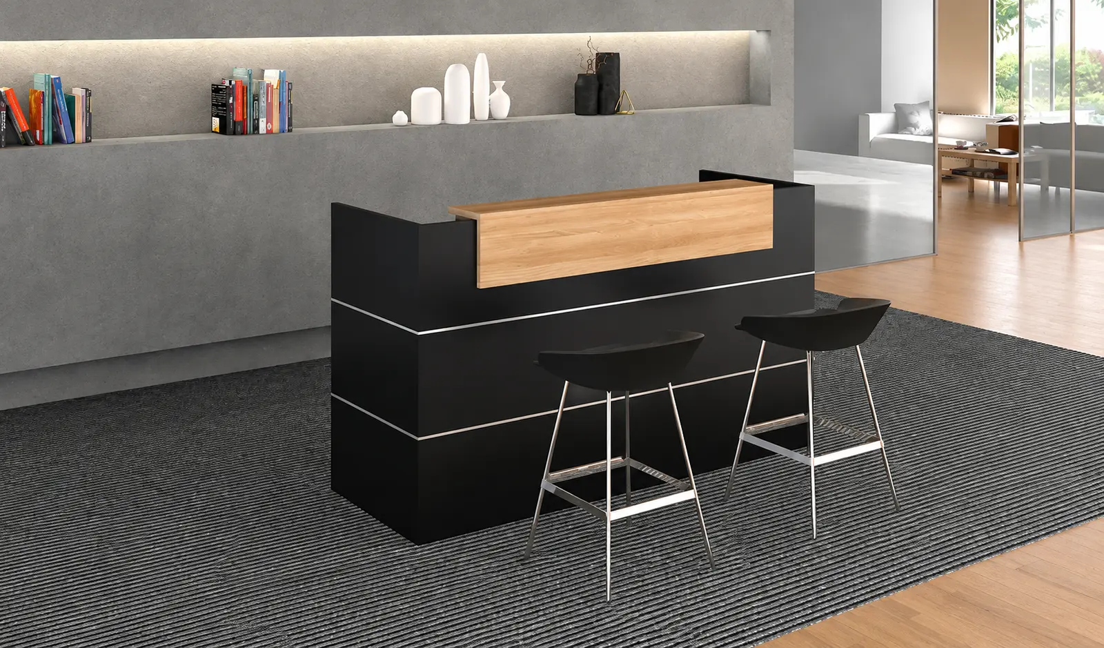 'Walter' 6 Feet Reception Desk In Carbon Gray