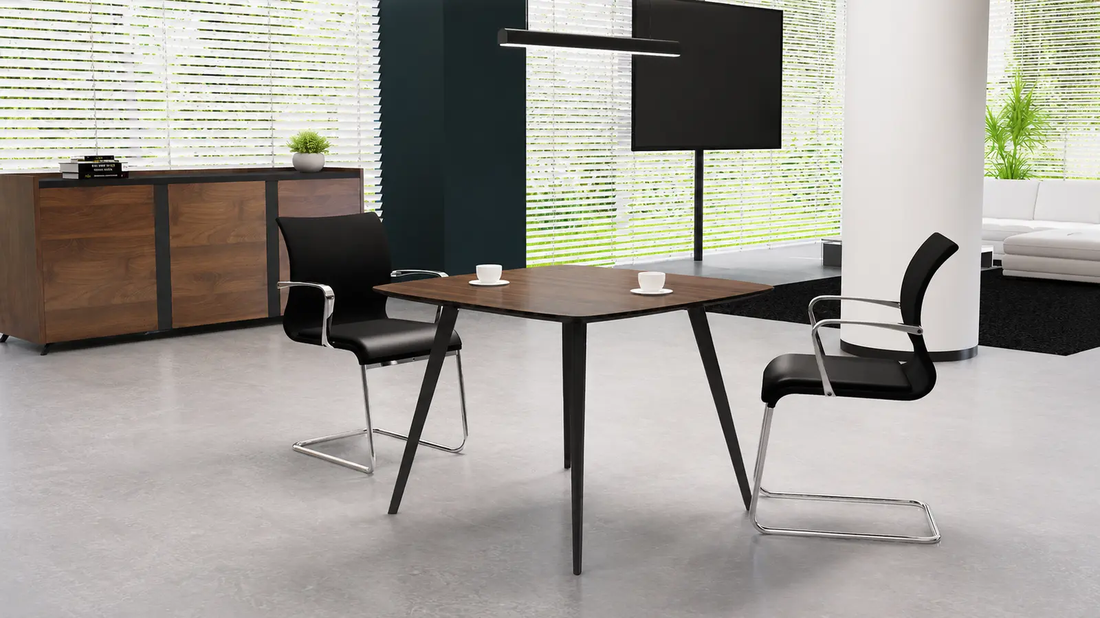 'Maxima' 3 Feet Square Meeting Table In Felix Walnut Laminate
