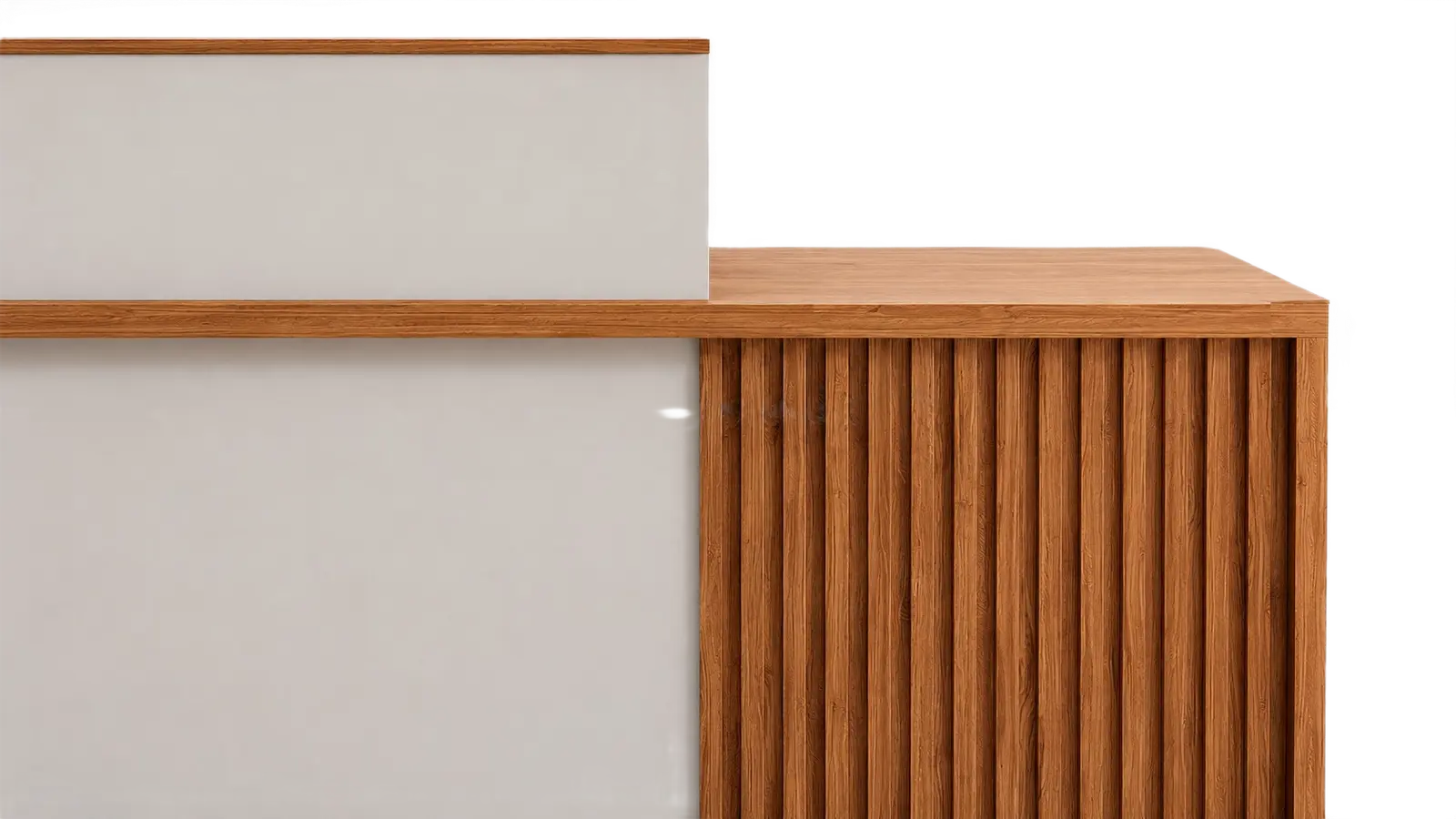 'Swan' 8 Feet Reception Desk In Golden Sandal Wood Finish 1