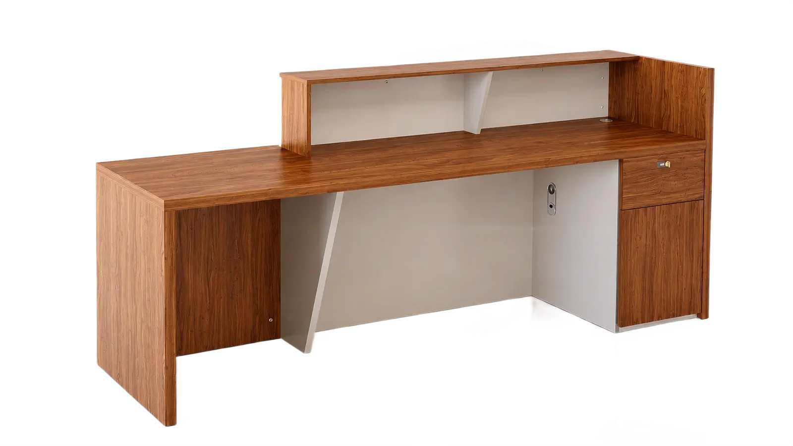 'Swan' 8 Feet Reception Desk In Golden Sandal Wood Finish 2