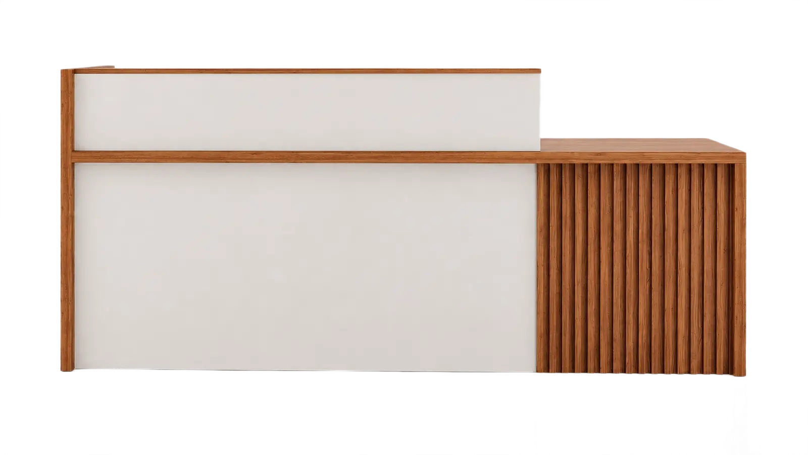 'Swan' 8 Feet Reception Desk In Golden Sandal Wood Finish 3