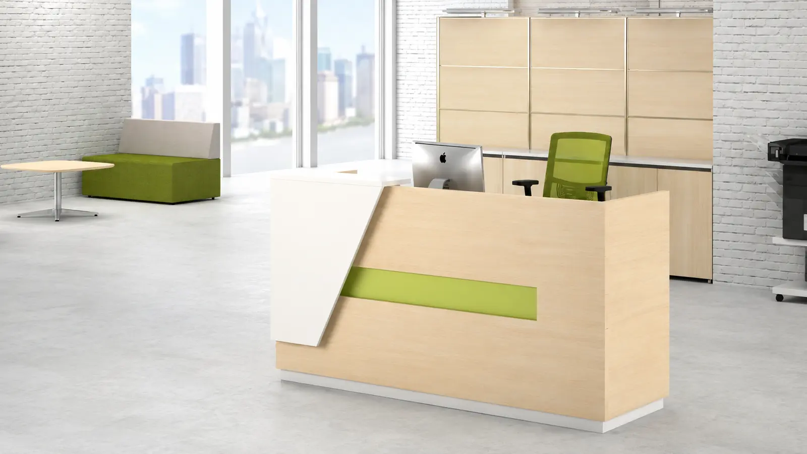'Leo' 6 Feet Reception Desk In Euro Oak