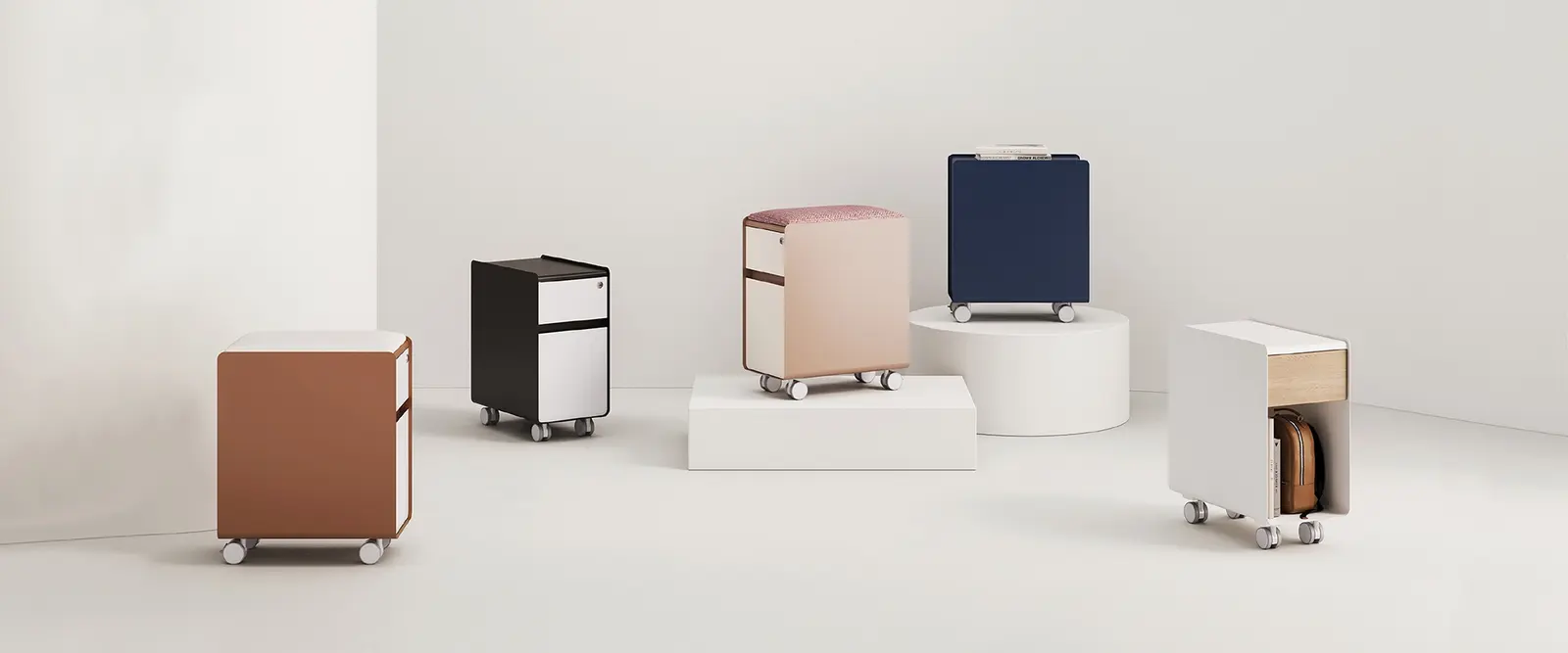 Modern 2 Drawer Mobile Pedestal with Accessories