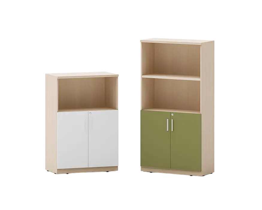 Open Shelf & Wooden Door Storage 1
