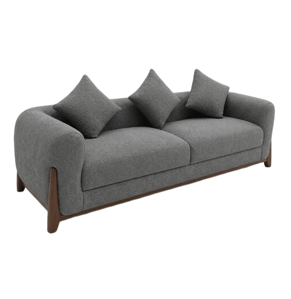 Scandinavian Grey Bouclé 3-Seater Sofa 3
